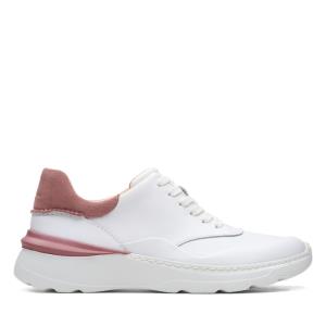 Zapatos Planos Clarks Sprint Lite Encaje Mujer Blancas Rosas | CLK875CWU
